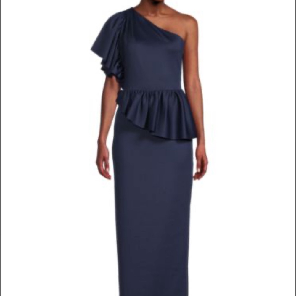Black Halo One-Shoulder Column Gown